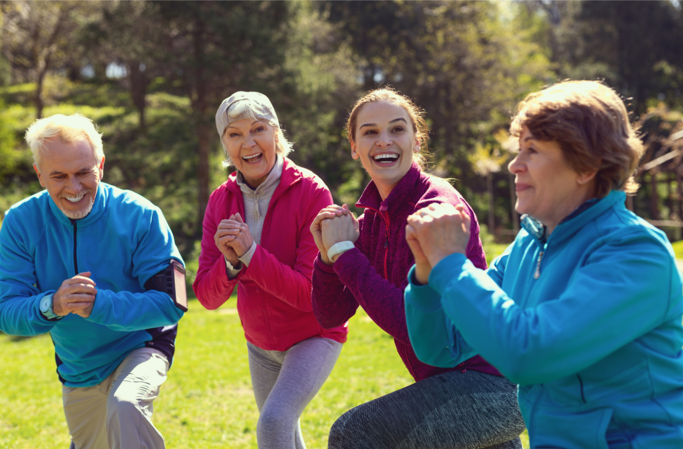 Family outside exercising together
